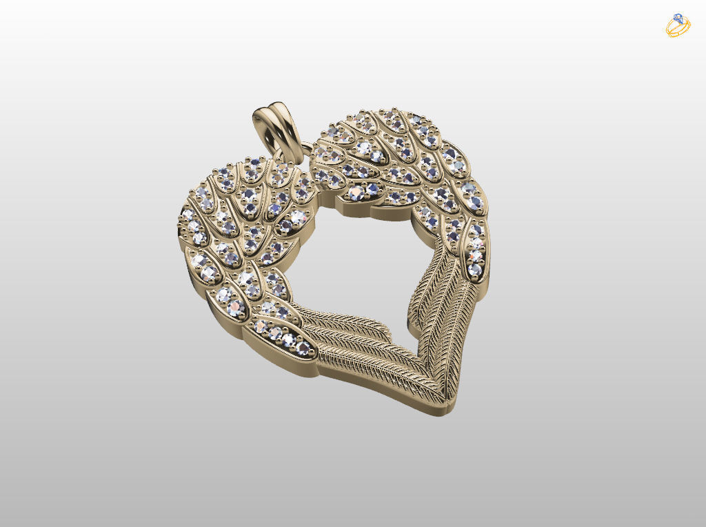 Angel wings love  pendant 3D print model_15