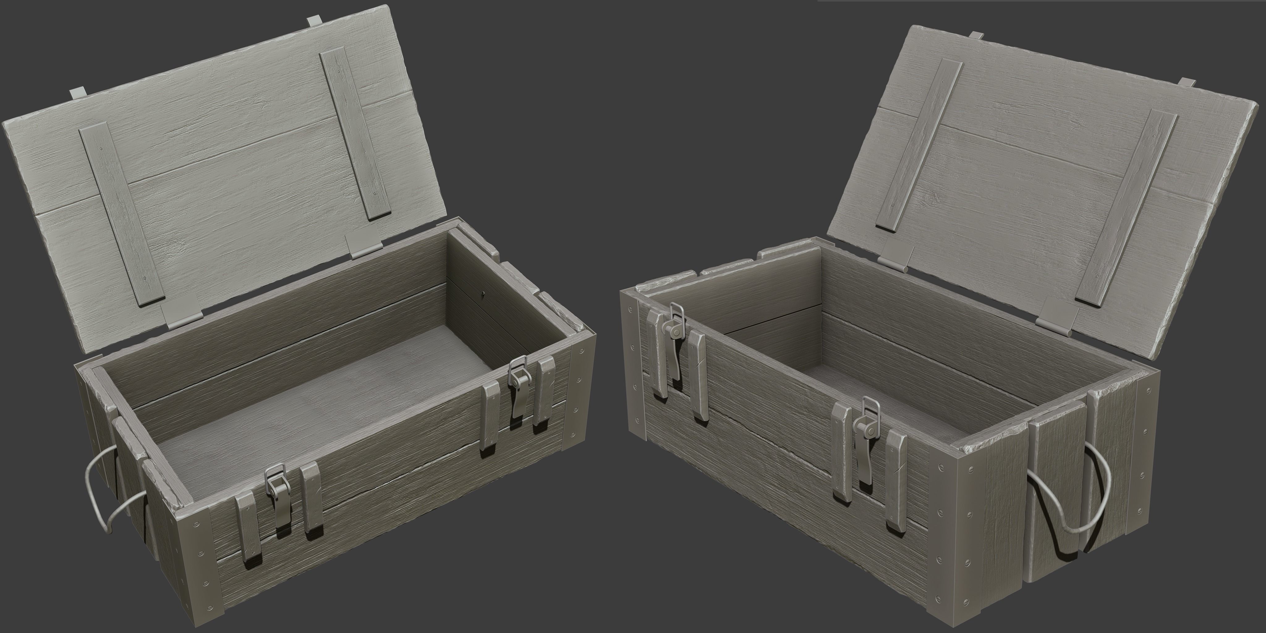 Wooden Crate Low-poly 3D model_6