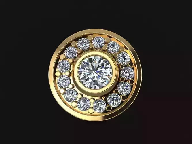 Diamond Bezel Halo Earring 3mm 3D print model