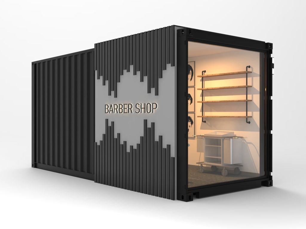 Barber Shop Container  3D model_4
