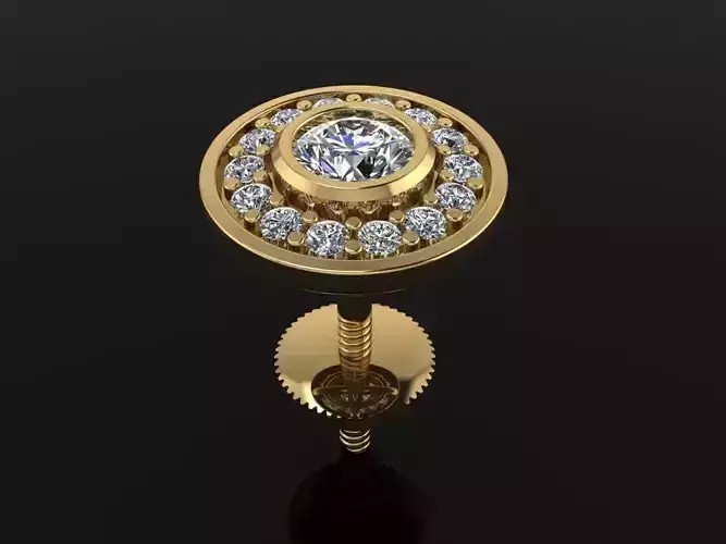 Diamond Bezel Halo Earring 3mm50 3D print model