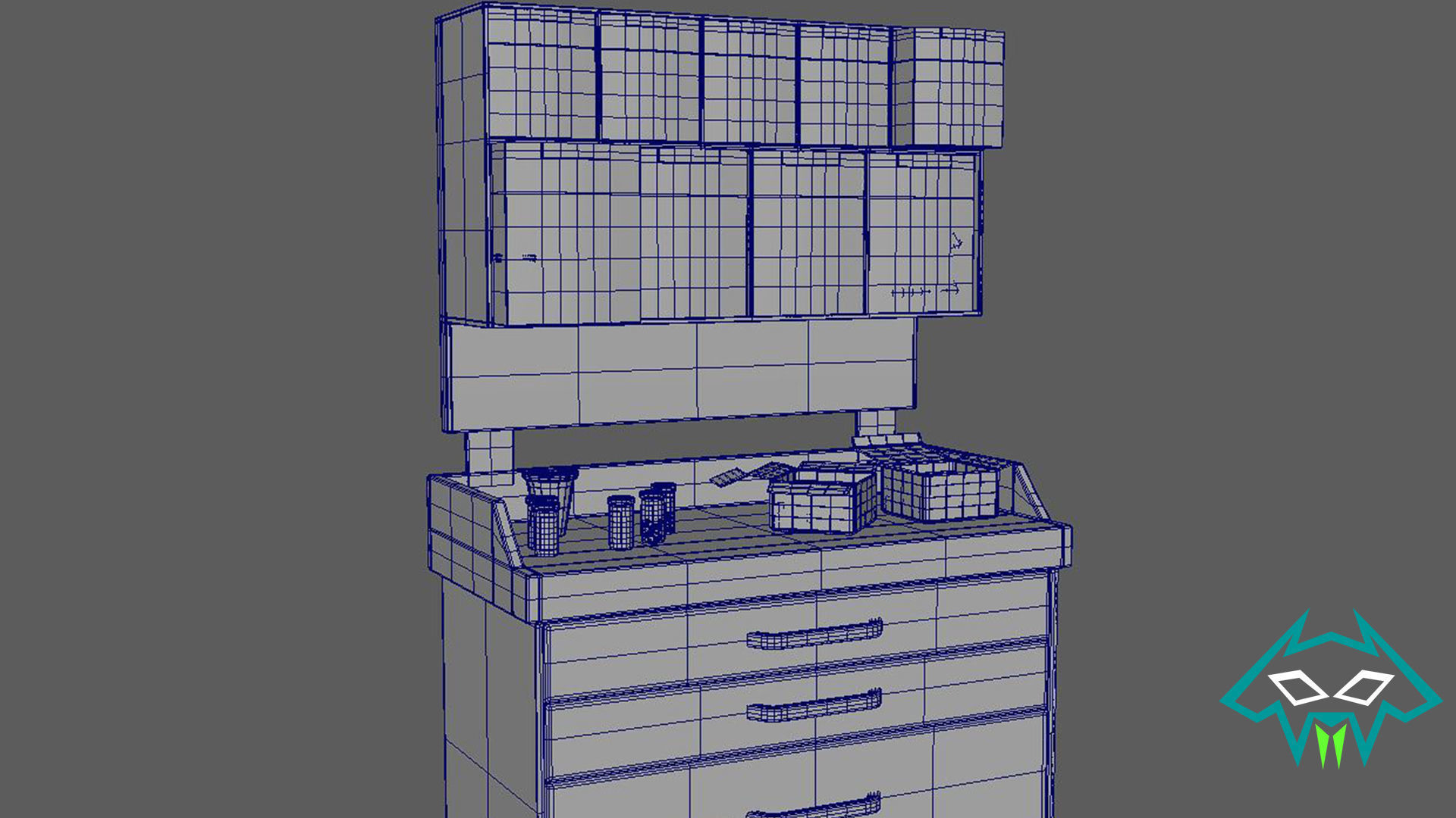 Medical Series  - Operating Room  - Medical Accessory Shelf 3D model_7