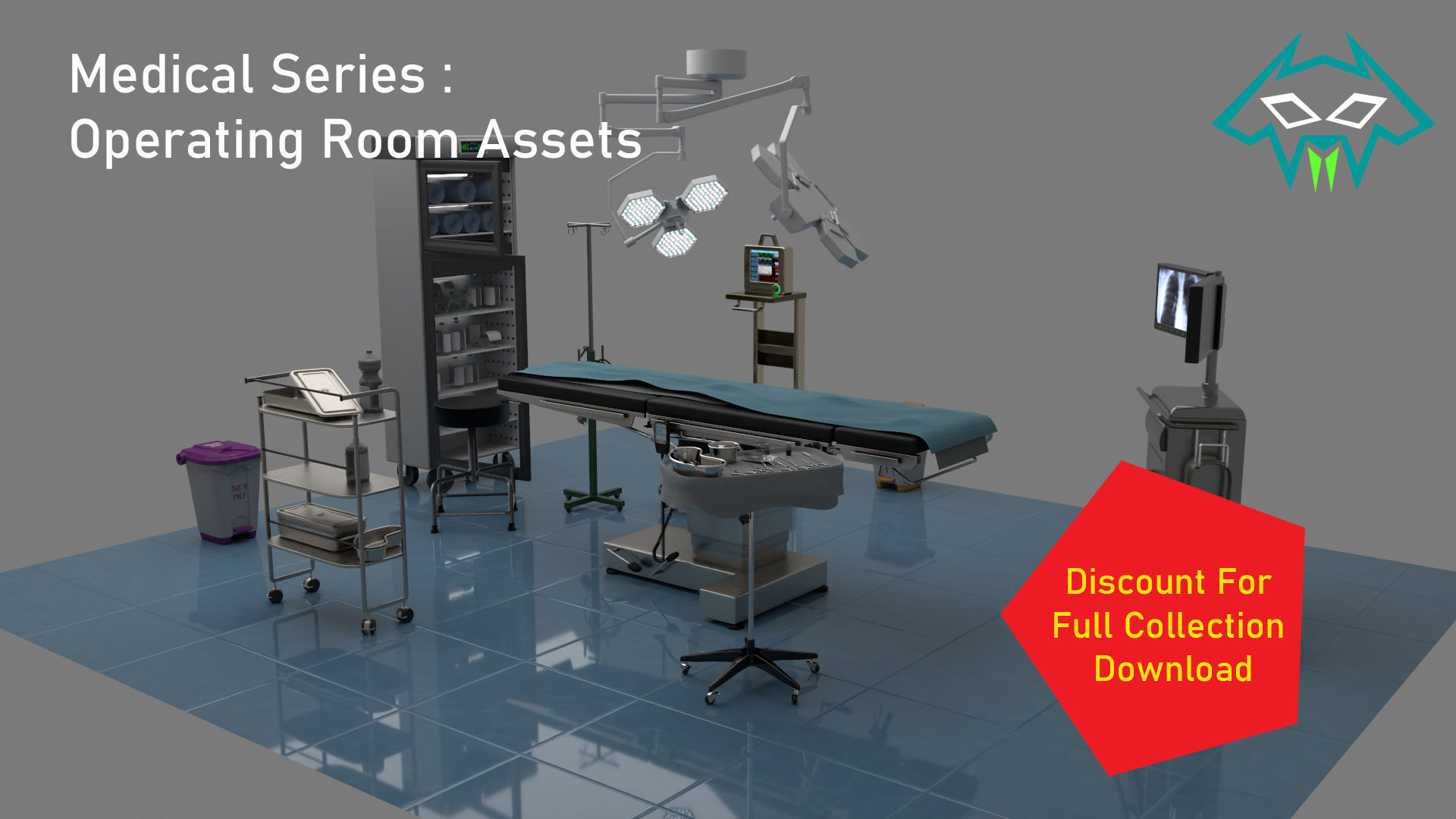 Medical Series  - Operating Room  - Medical Accessory Shelf 3D model_8