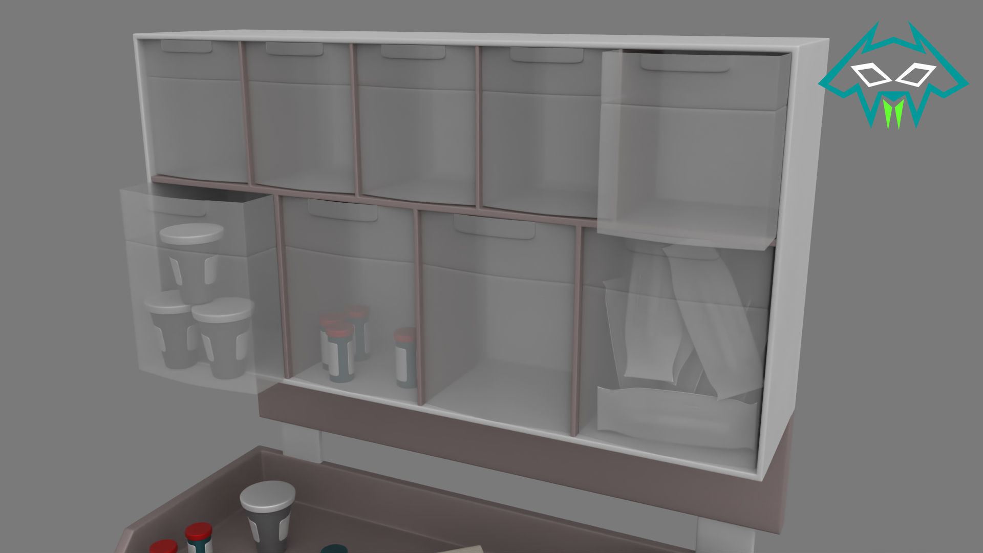 Medical Series  - Operating Room  - Medical Accessory Shelf 3D model_2