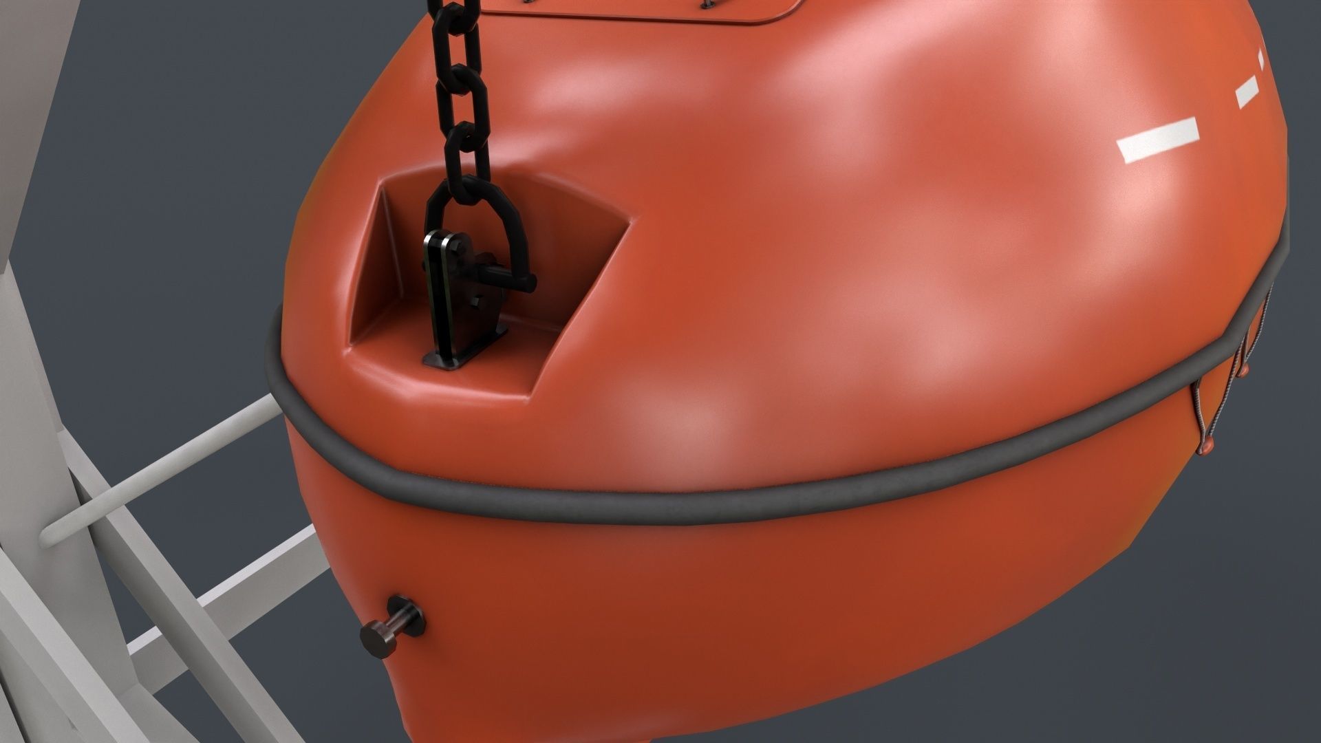 Ship Davit With Rescue Boat Low-poly 3D model_6