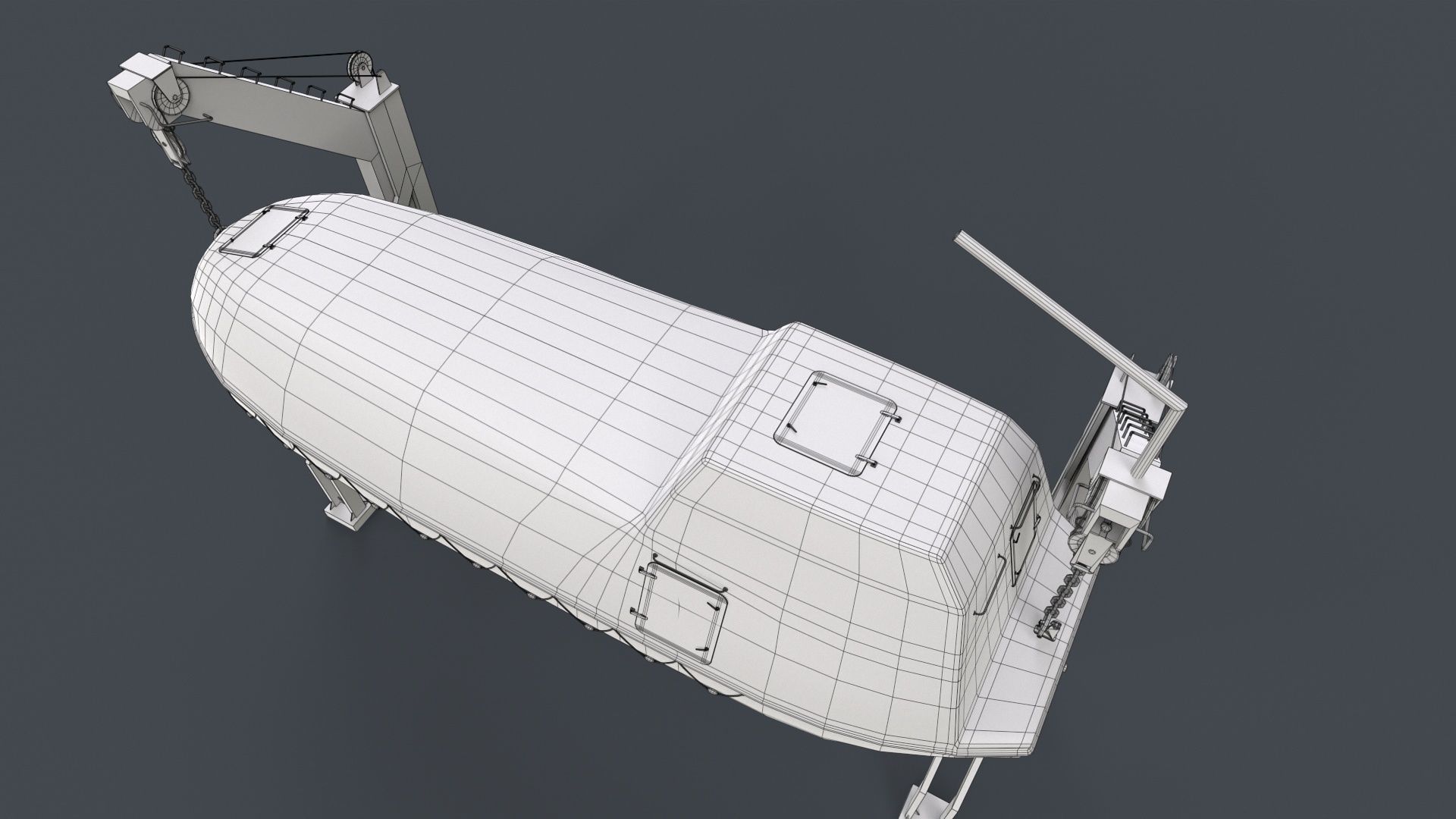 Ship Davit With Rescue Boat Low-poly 3D model_15