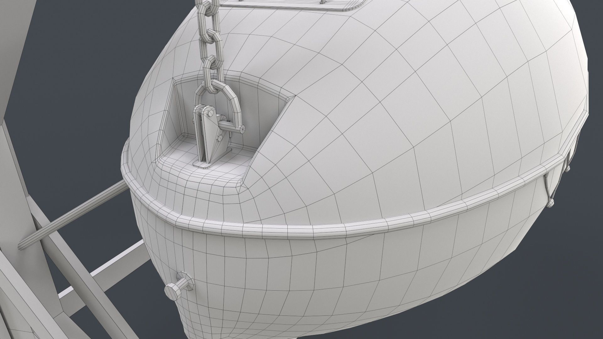 Ship Davit With Rescue Boat Low-poly 3D model_16