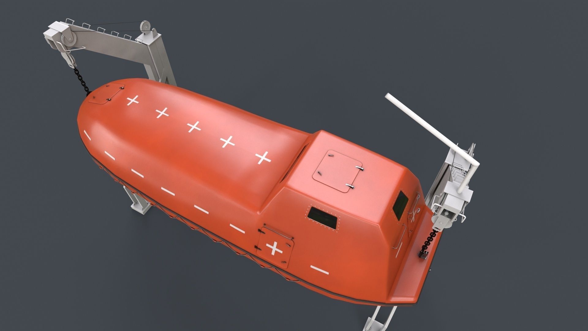 Ship Davit With Rescue Boat Low-poly 3D model_5