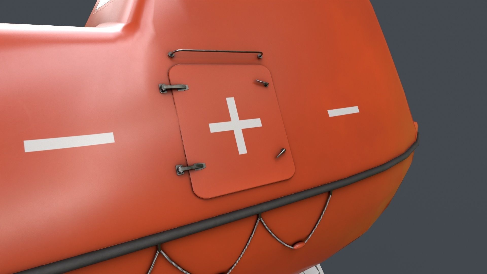 Ship Davit With Rescue Boat Low-poly 3D model_11