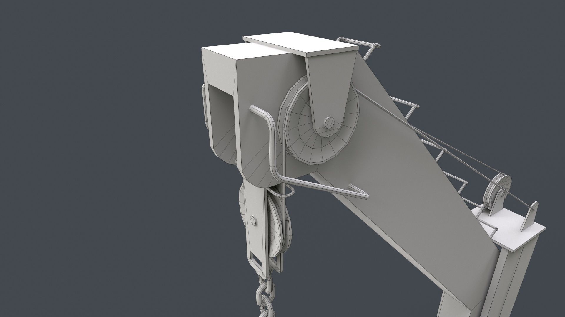 Ship Davit With Rescue Boat Low-poly 3D model_20