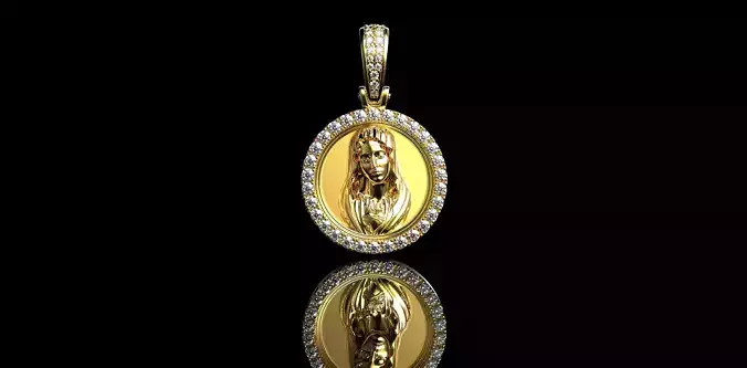 Virgin Mary With Diamonds Pendant 20mm