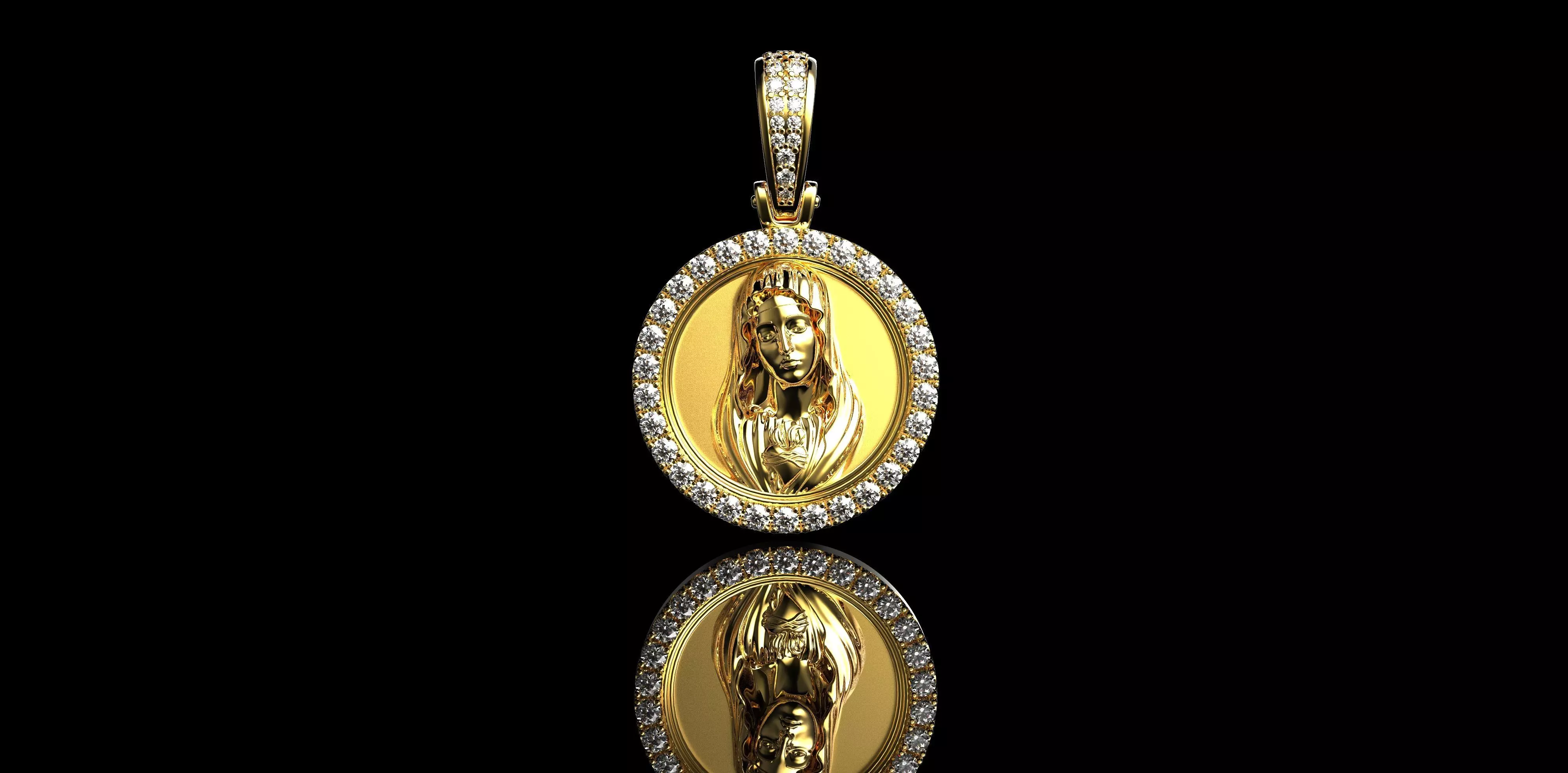 Virgin Mary With Diamonds Pendant 20mm 3D print model