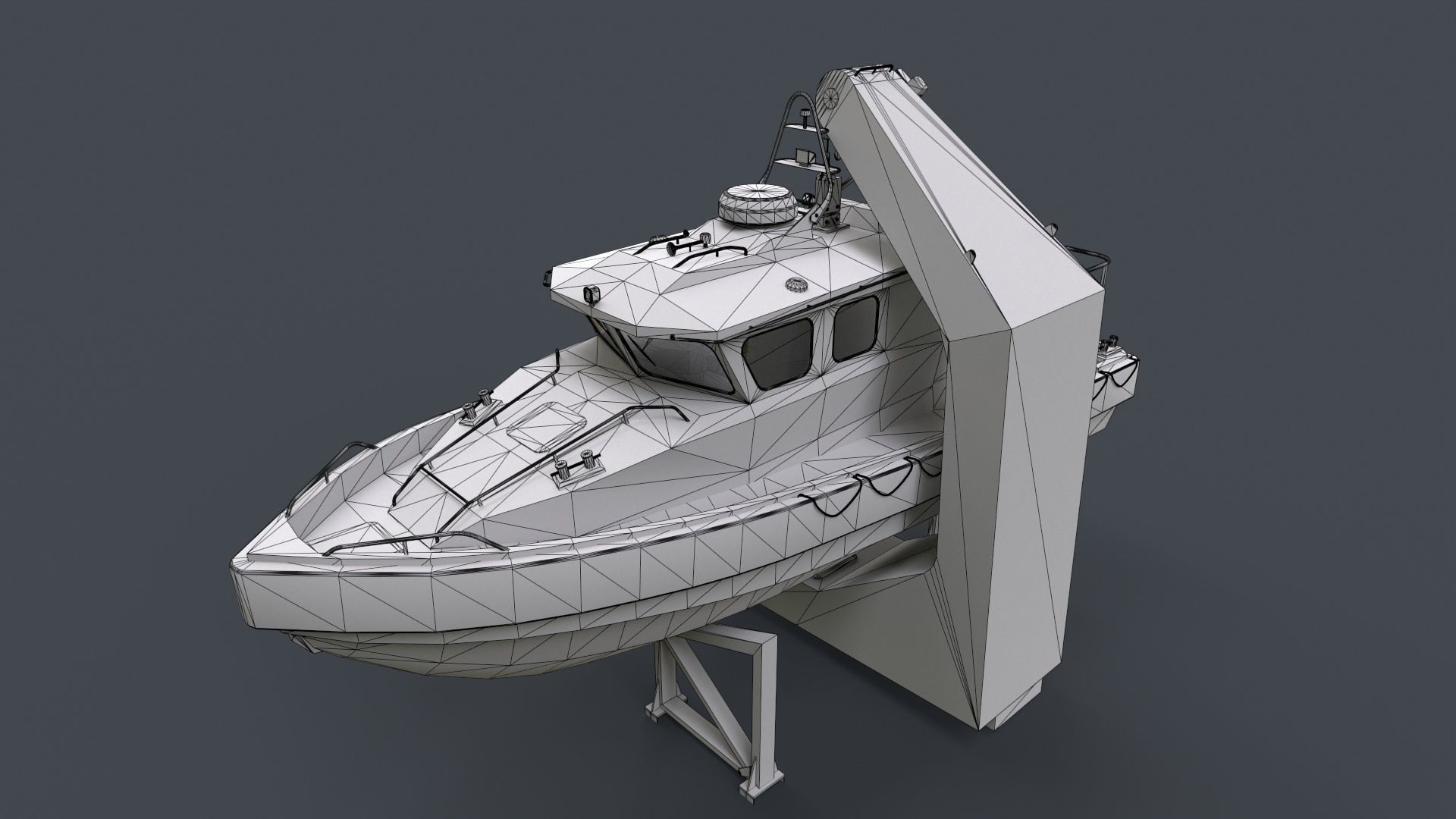 Ship Davit With Motorboat Low-poly 3D model_16