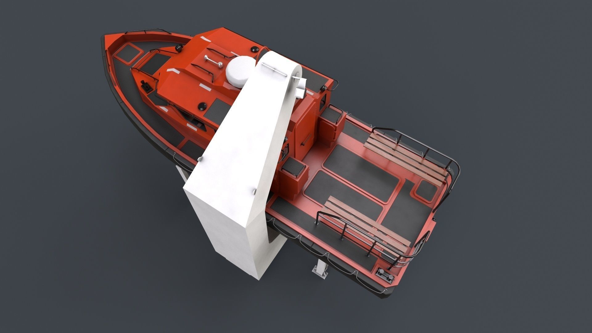 Ship Davit With Motorboat Low-poly 3D model_5