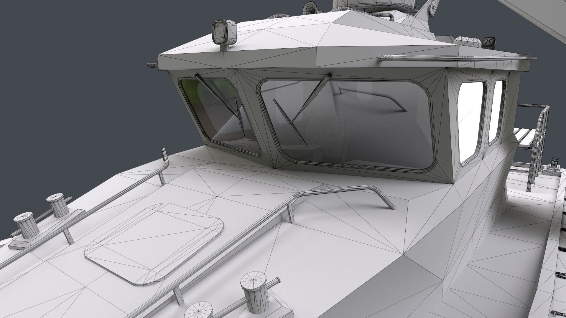 Ship Davit With Motorboat Low-poly 3D model_18