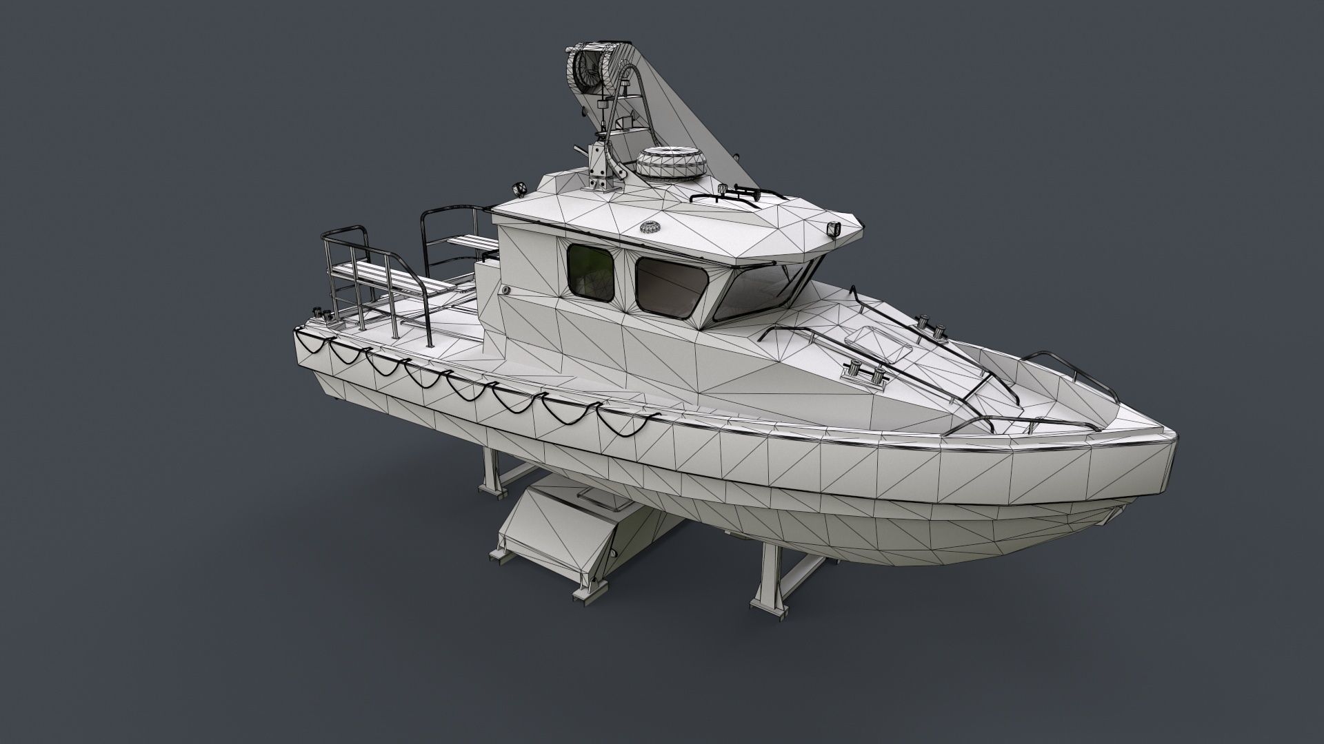 Ship Davit With Motorboat Low-poly 3D model_13
