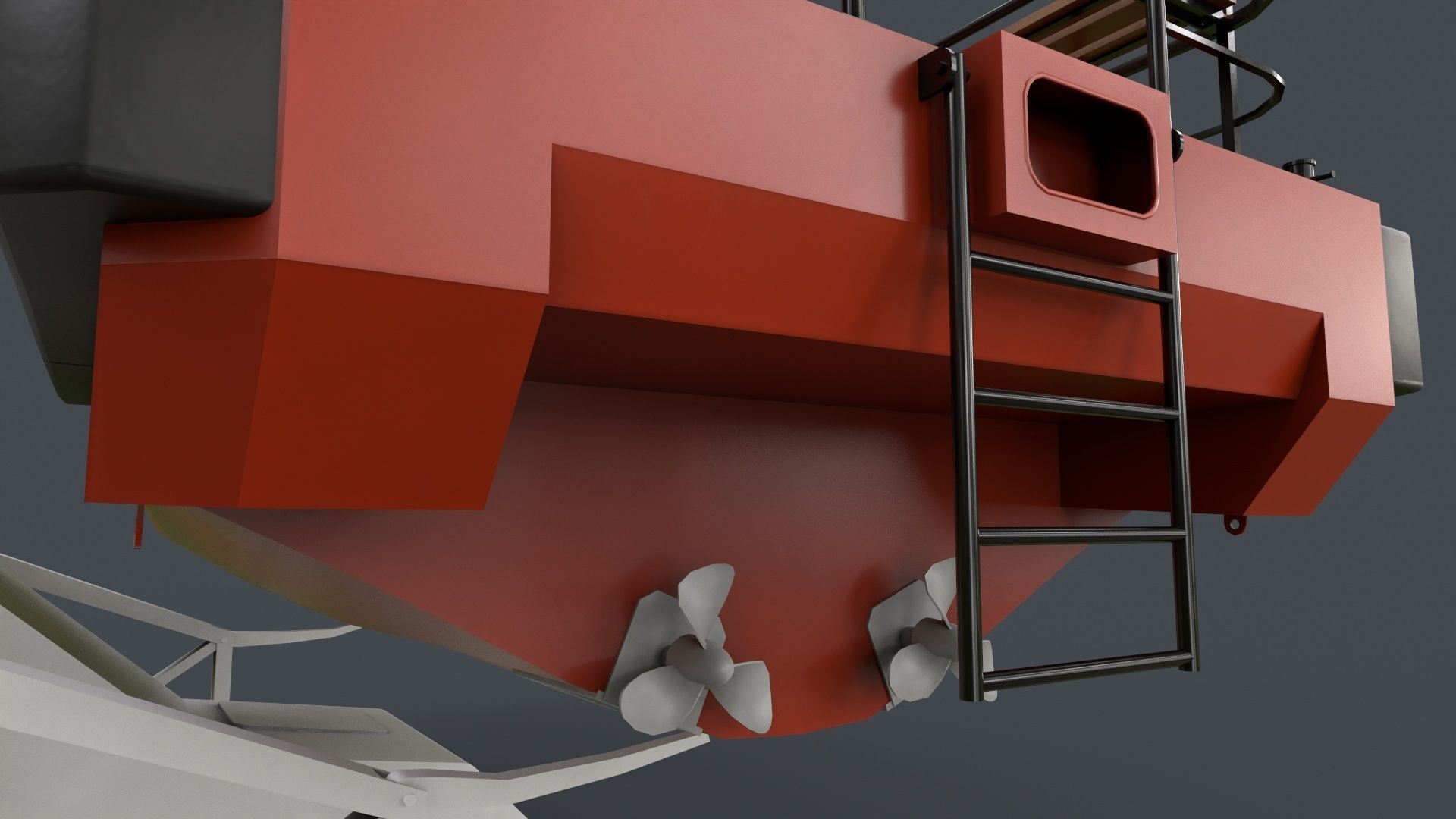 Ship Davit With Motorboat Low-poly 3D model_12