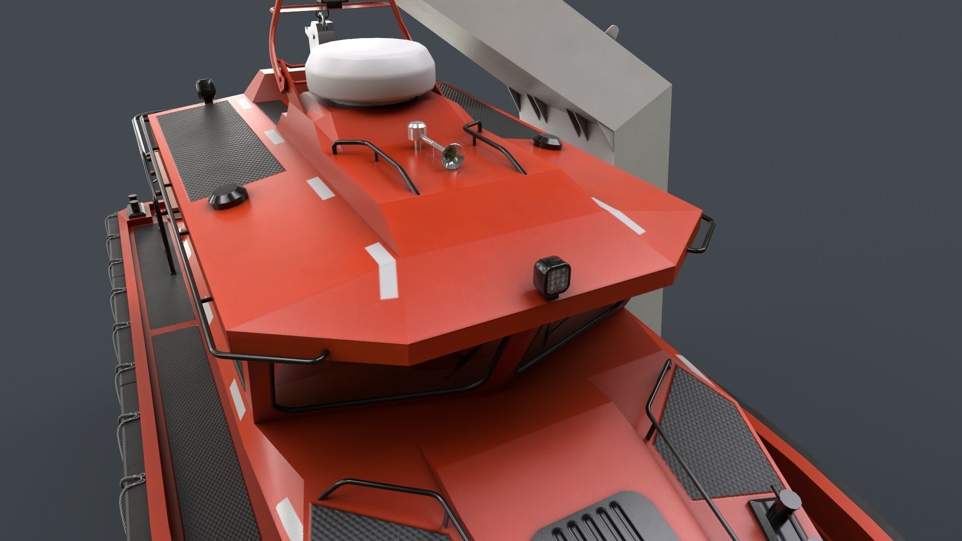 Ship Davit With Motorboat Low-poly 3D model_10