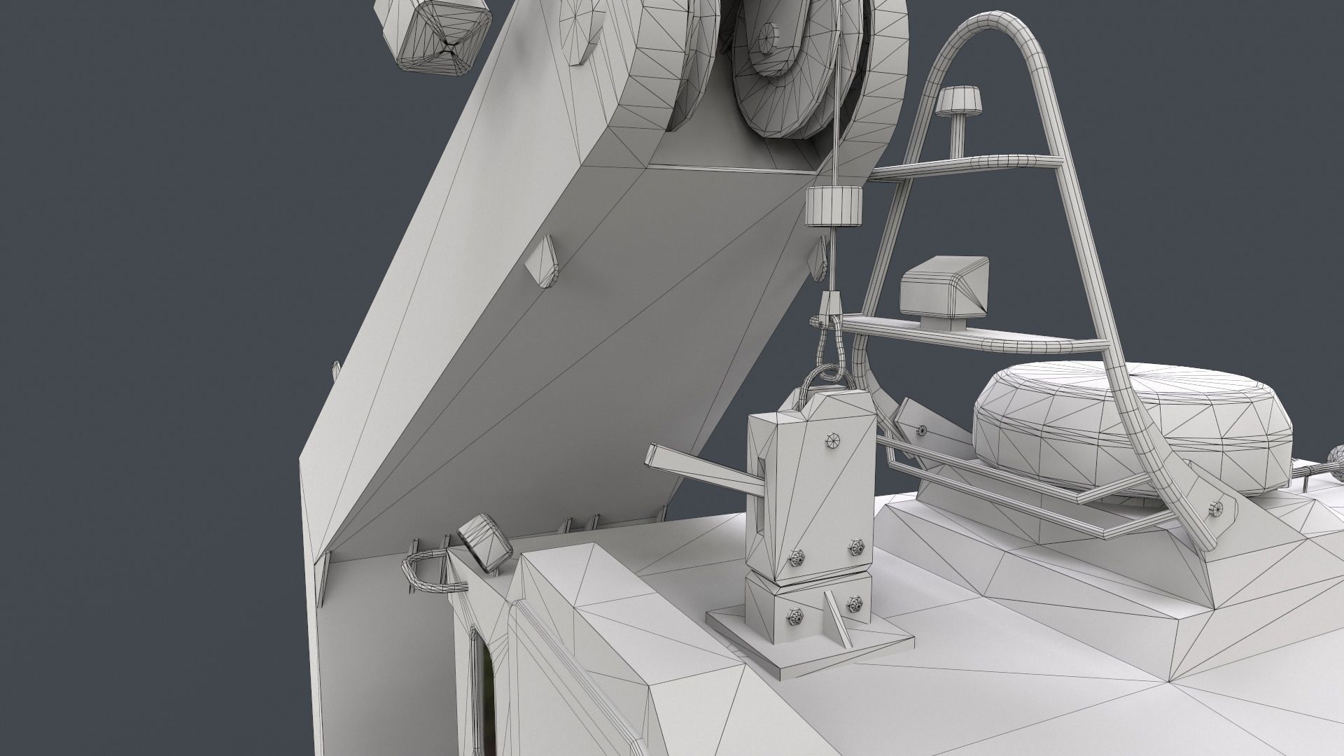 Ship Davit With Motorboat Low-poly 3D model_19