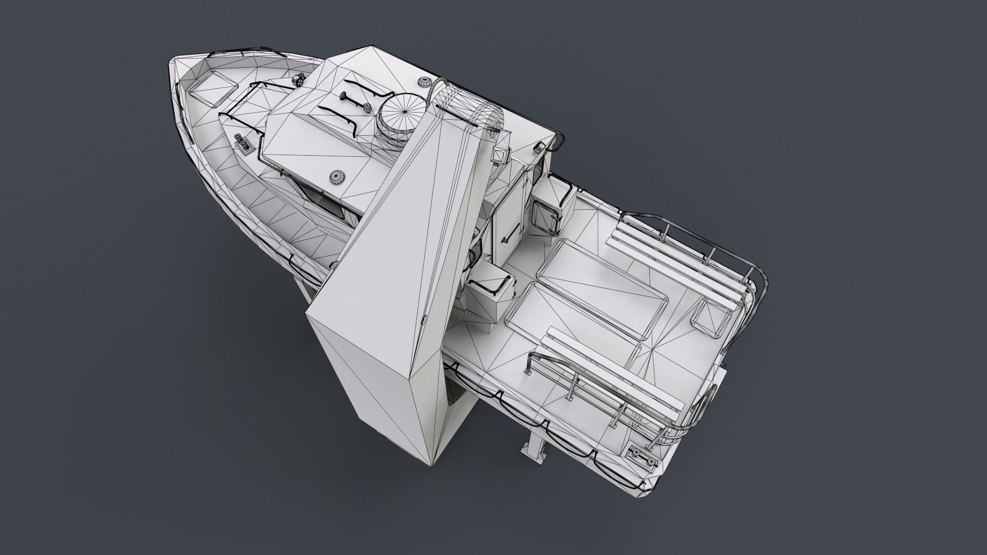 Ship Davit With Motorboat Low-poly 3D model_15