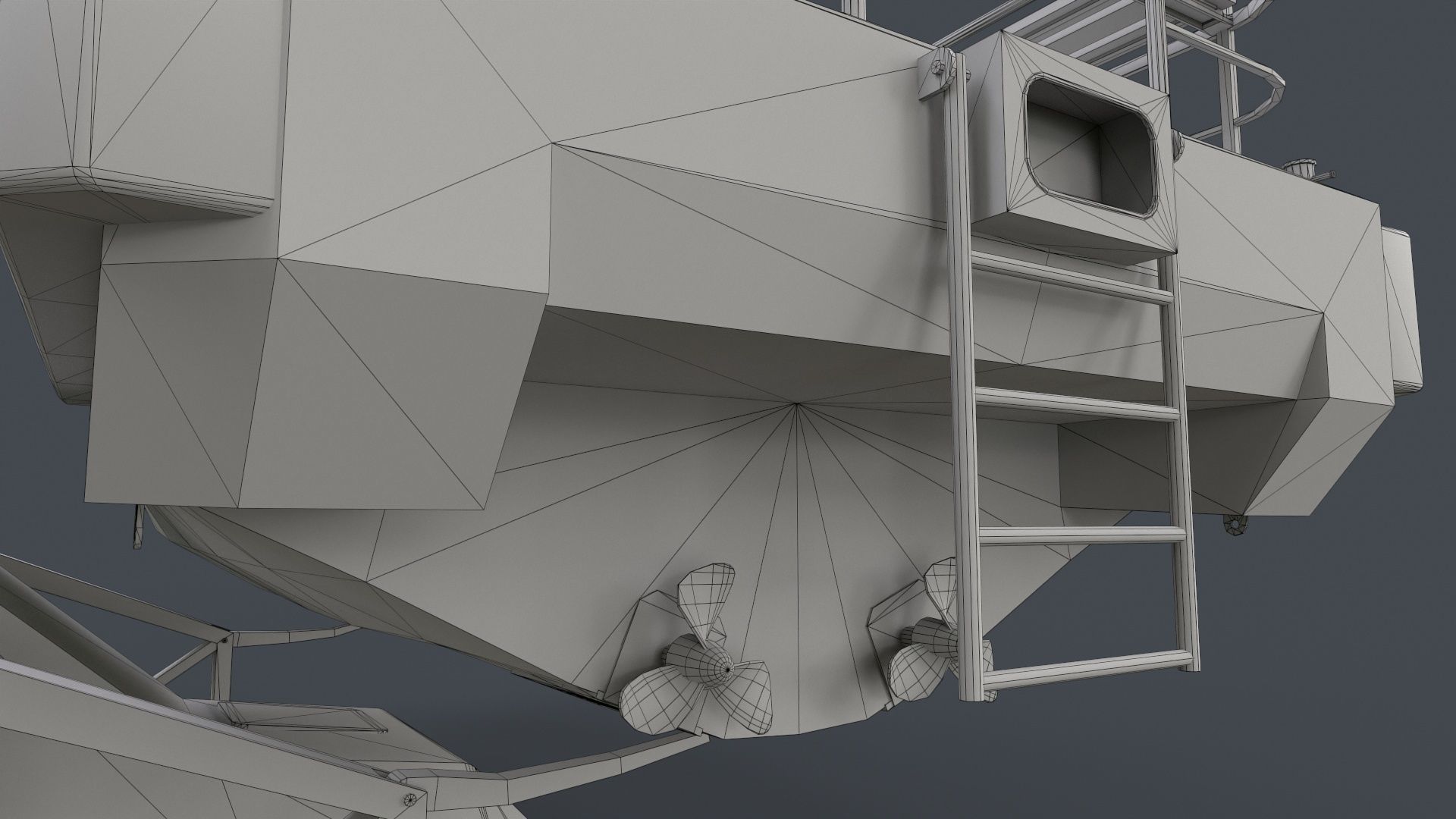 Ship Davit With Motorboat Low-poly 3D model_22