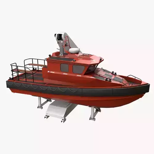 Ship Davit With Motorboat Low-poly 3D model