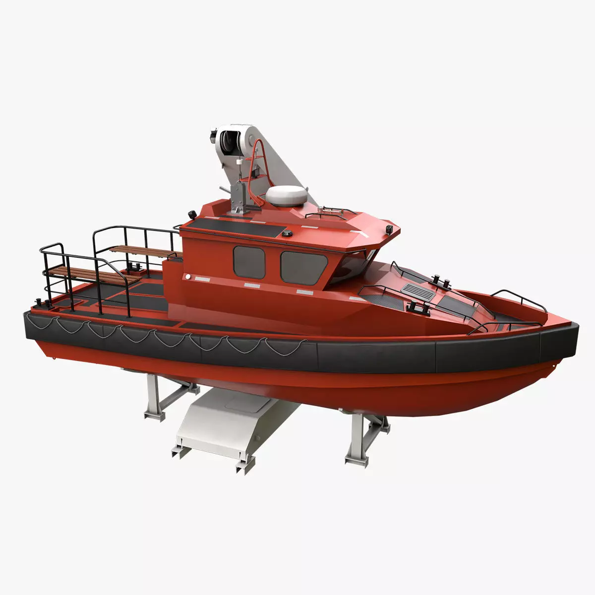 Ship Davit With Motorboat Low-poly 3D model_0
