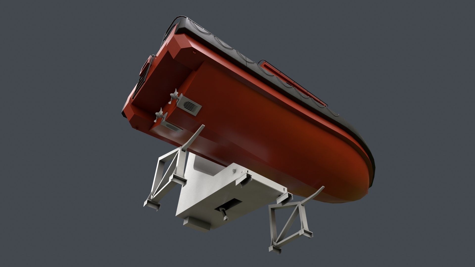 Ship Davit With Motorboat Low-poly 3D model_11