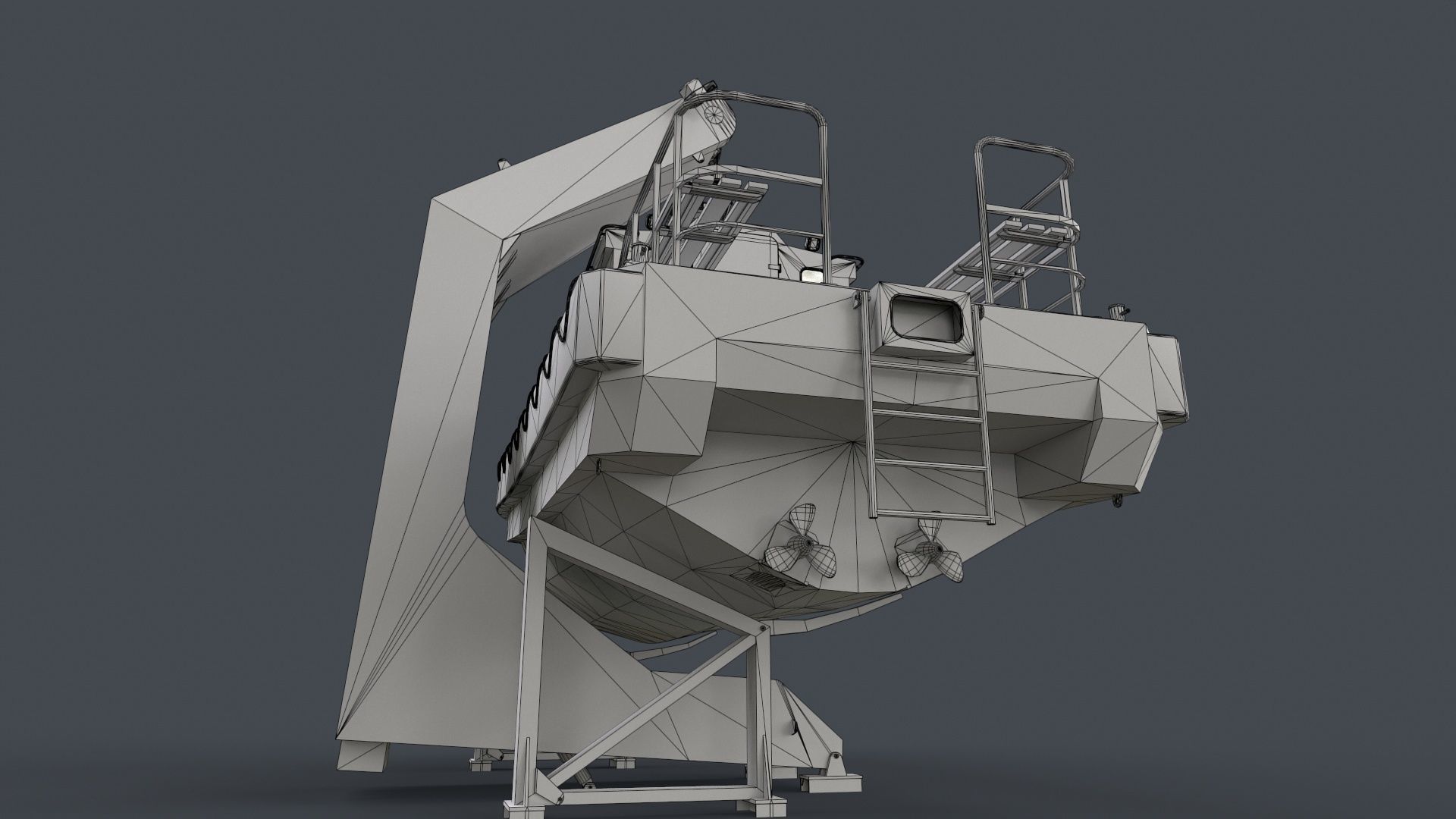 Ship Davit With Motorboat Low-poly 3D model_17
