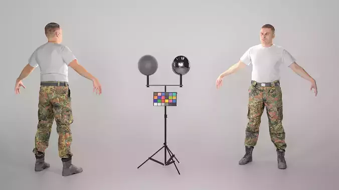 Bundeswehr soldier in white t-shirt ready for animation 255