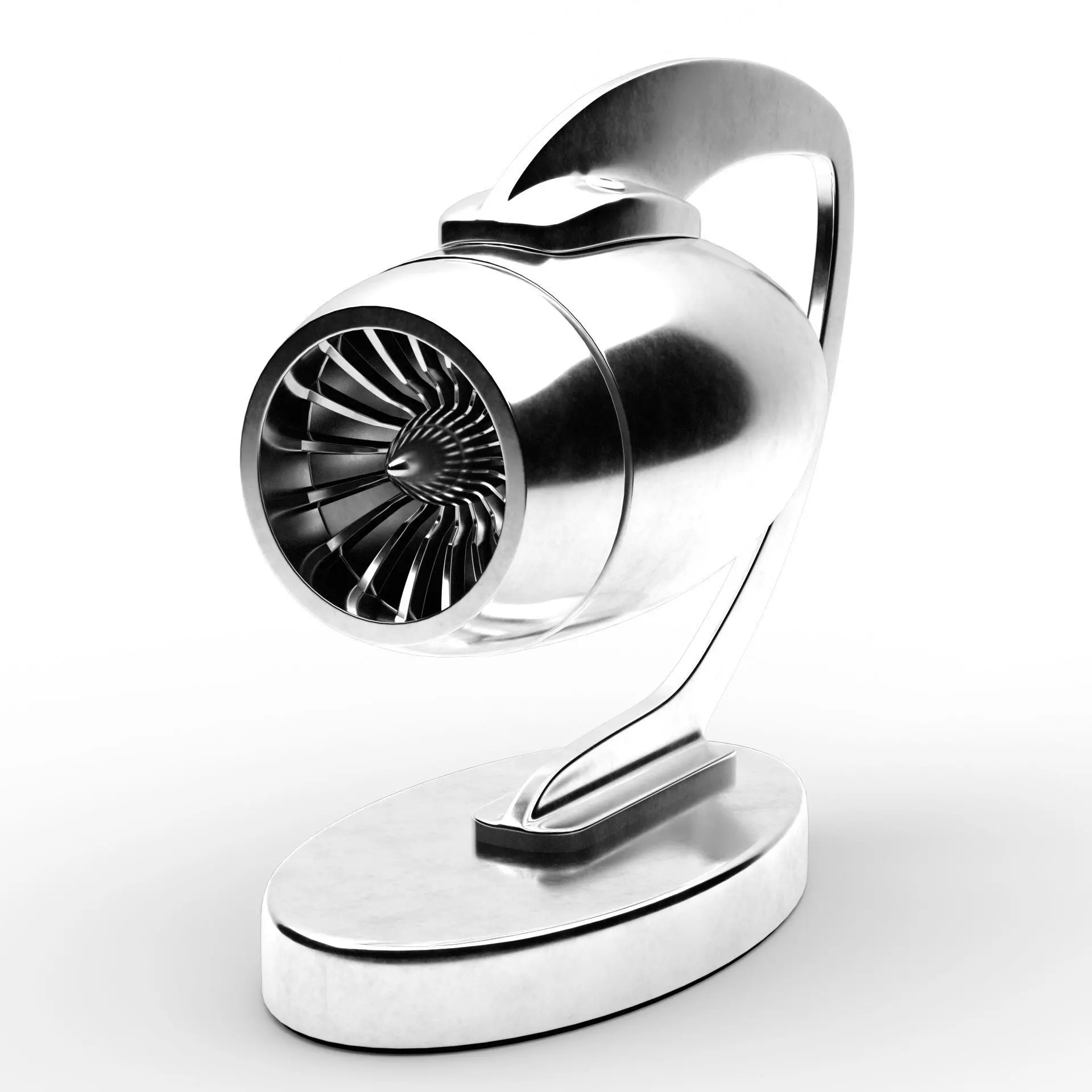 Jet engine statue metal decoration 3D model_0