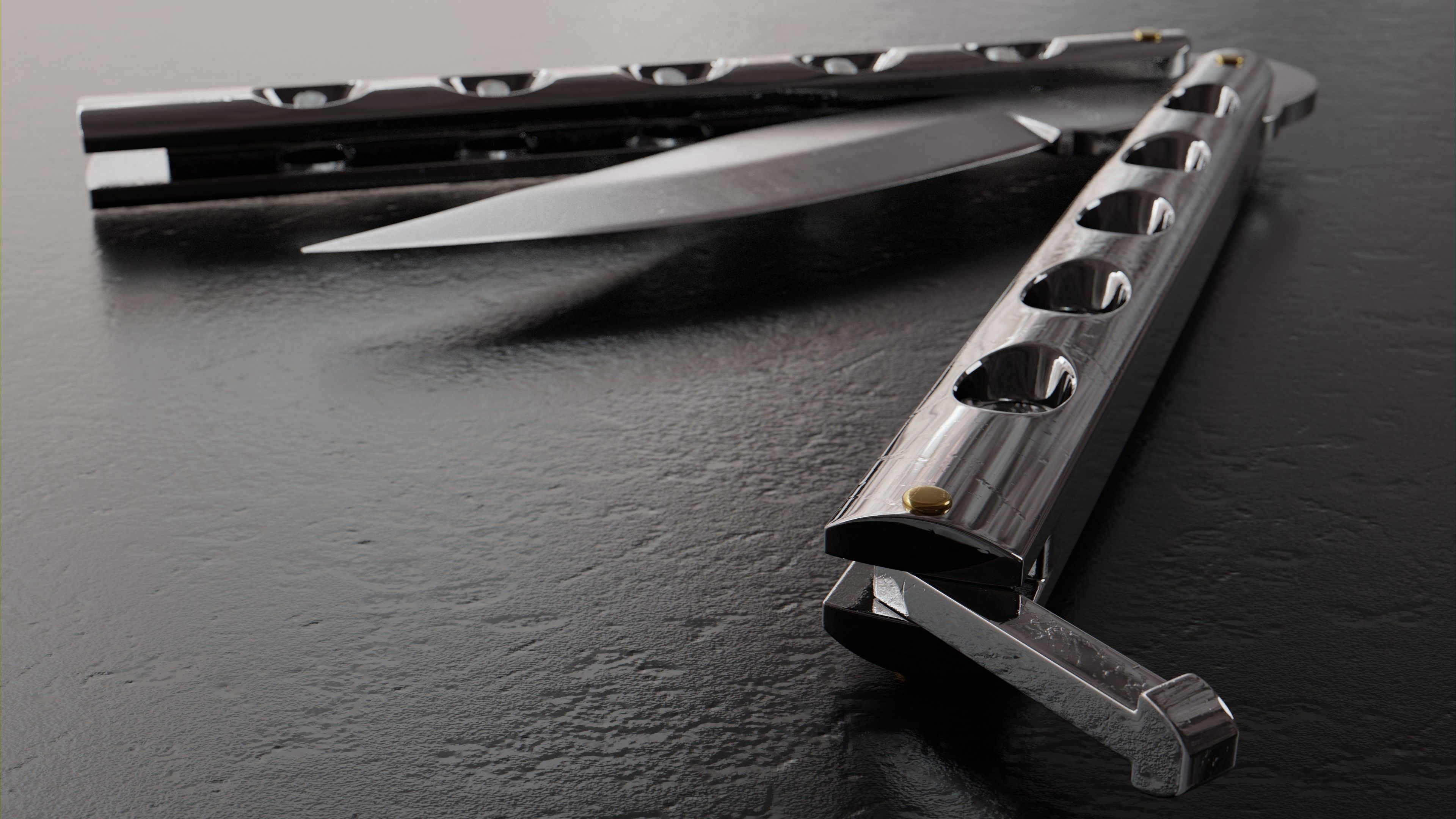 Butterfly knife 3D model_5