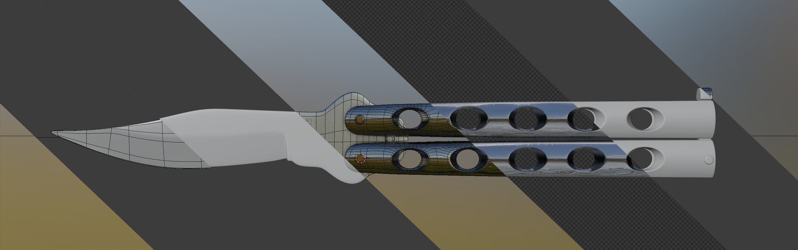 Butterfly knife 3D model_2