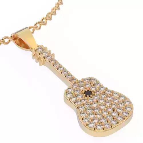 Guitar pendant Silver Gold  Print Silver Gold  Print