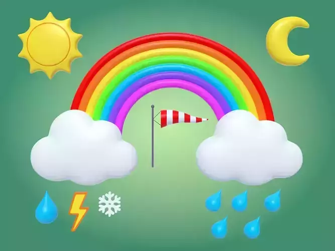 Cartoon Weather - Pack Low-poly 3D model