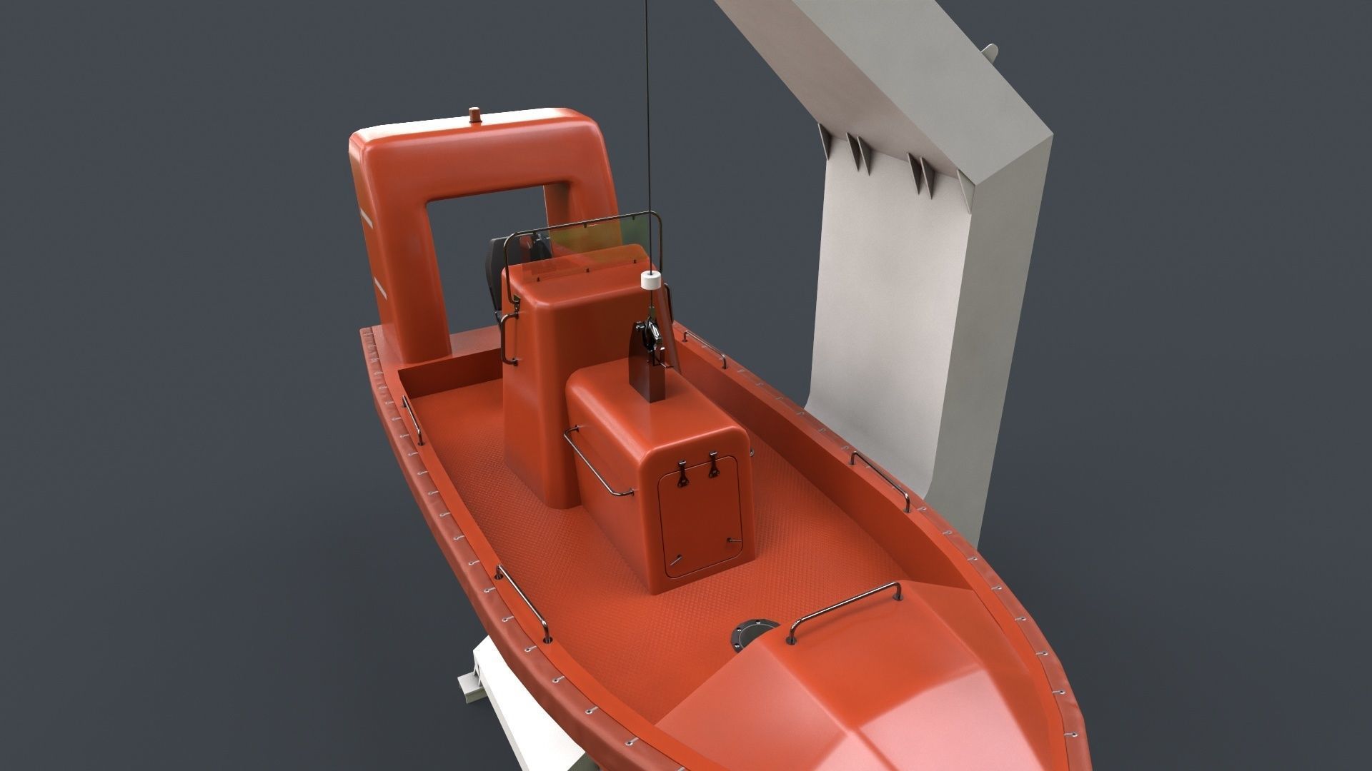 Ship Davit With Motorboat 2 Low-poly 3D model_10