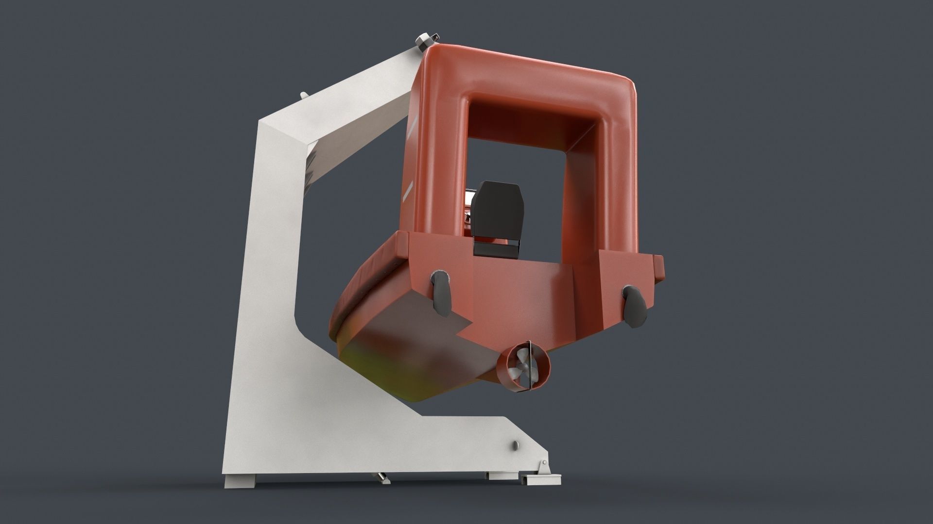 Ship Davit With Motorboat 2 Low-poly 3D model_7