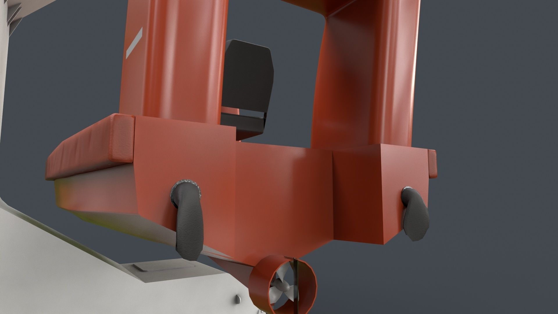 Ship Davit With Motorboat 2 Low-poly 3D model_12