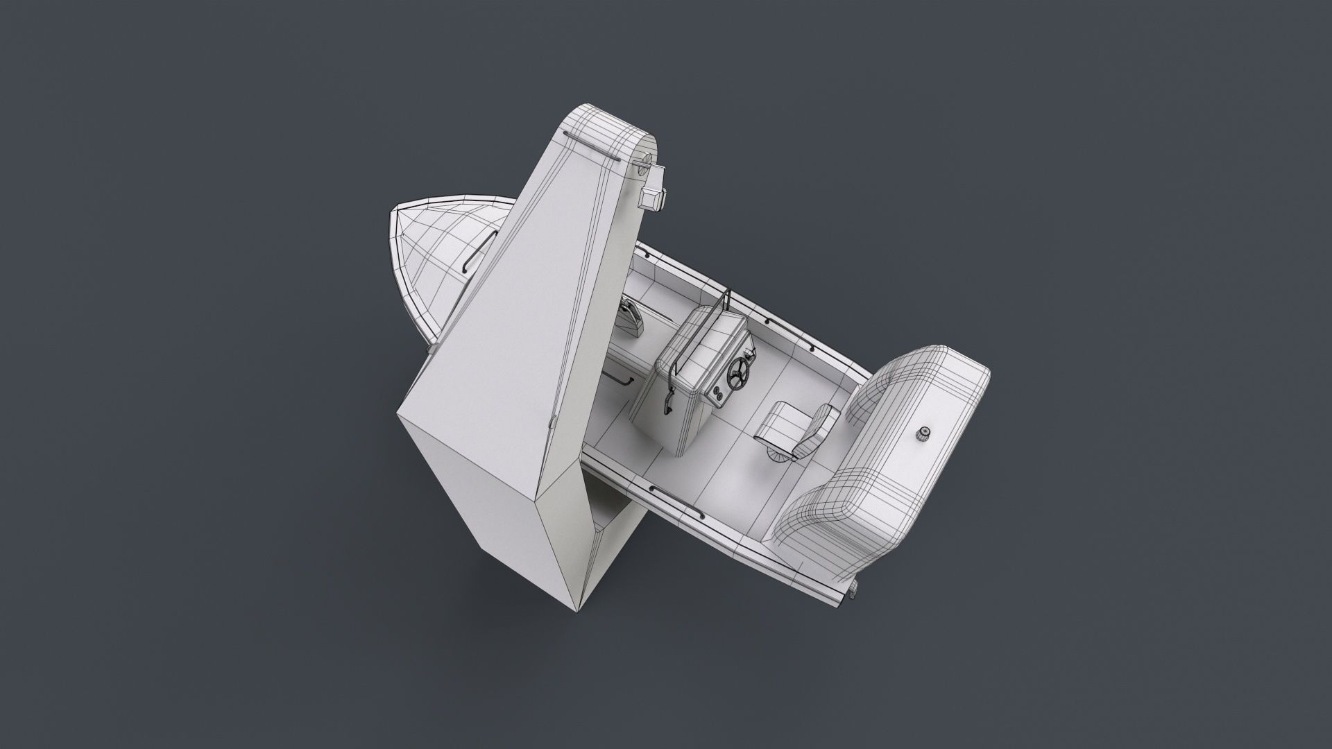 Ship Davit With Motorboat 2 Low-poly 3D model_15