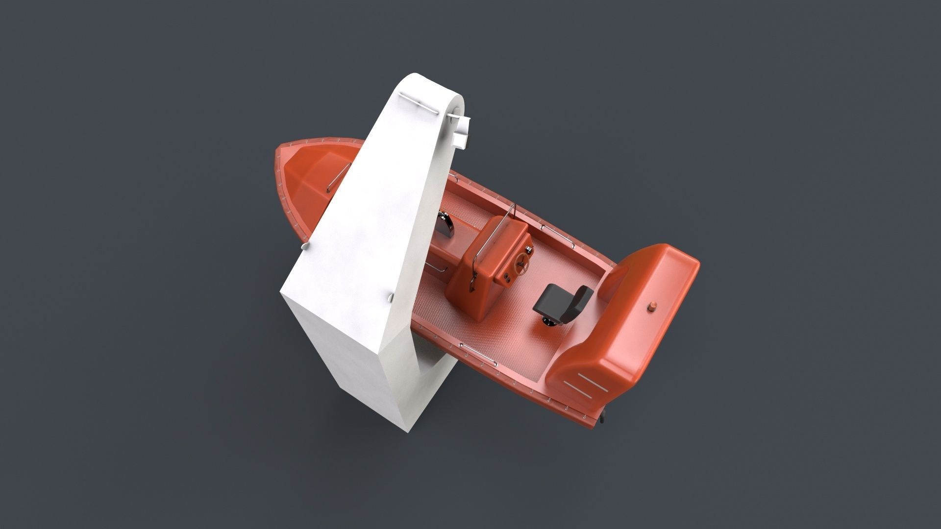 Ship Davit With Motorboat 2 Low-poly 3D model_5