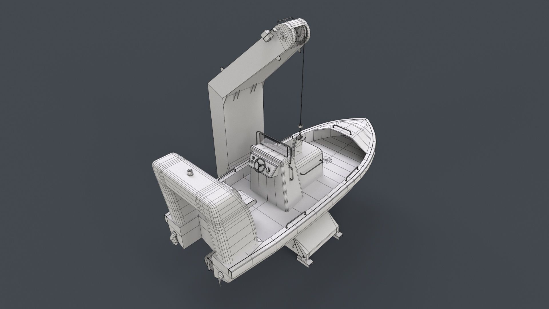 Ship Davit With Motorboat 2 Low-poly 3D model_14