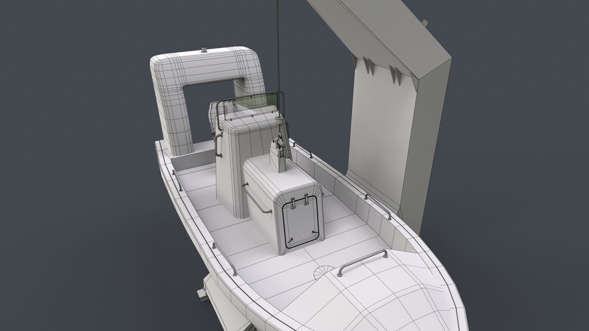 Ship Davit With Motorboat 2 Low-poly 3D model_20