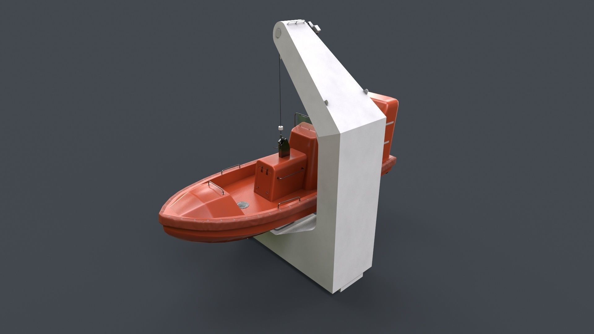 Ship Davit With Motorboat 2 Low-poly 3D model_6