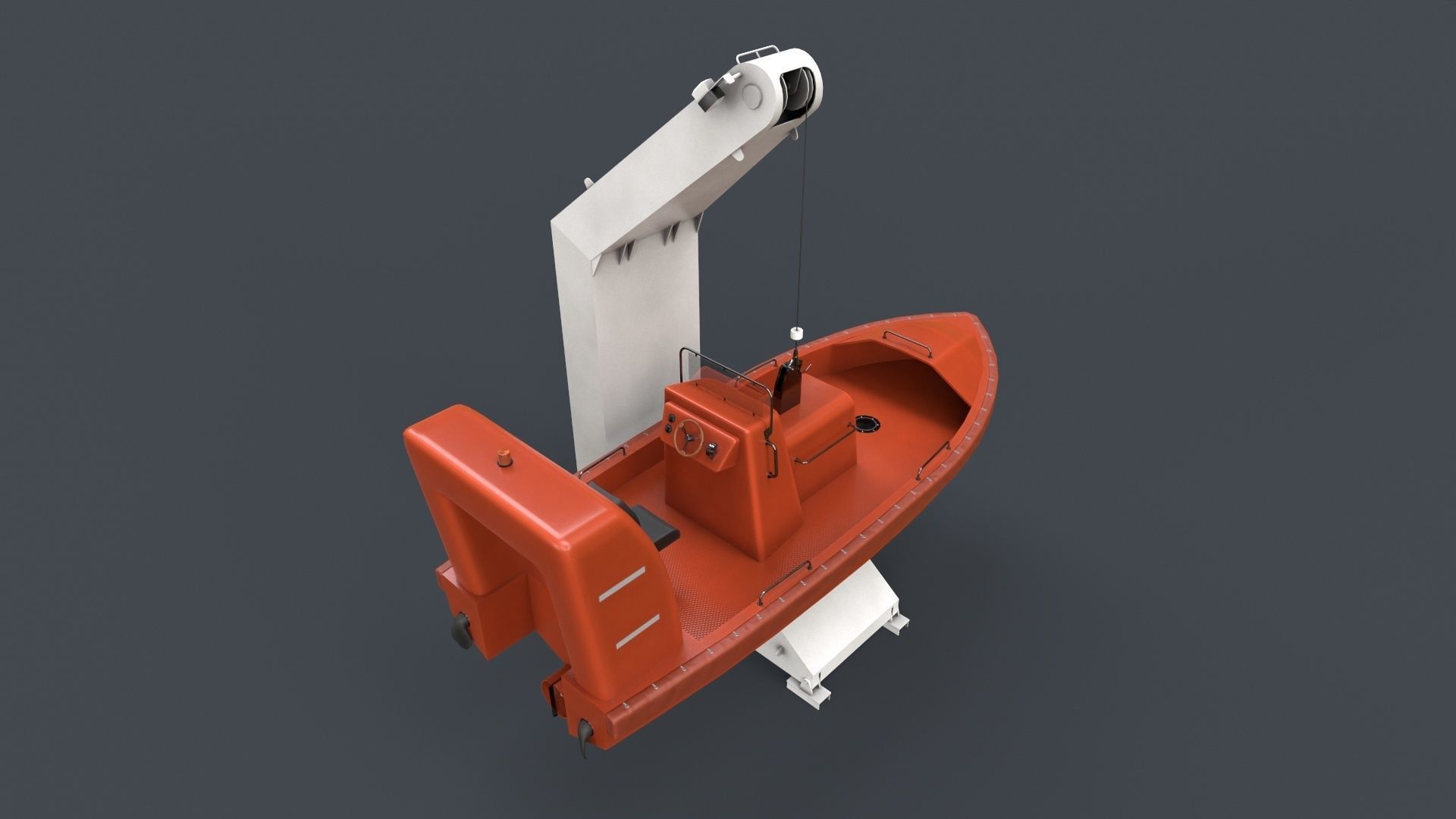 Ship Davit With Motorboat 2 Low-poly 3D model_4