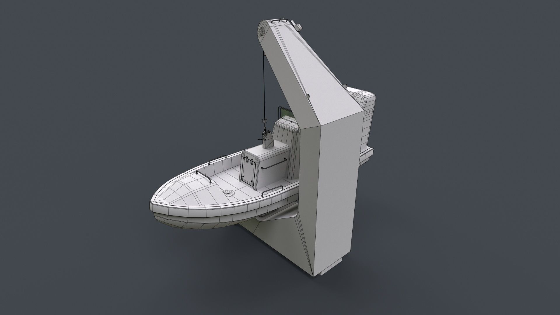 Ship Davit With Motorboat 2 Low-poly 3D model_16
