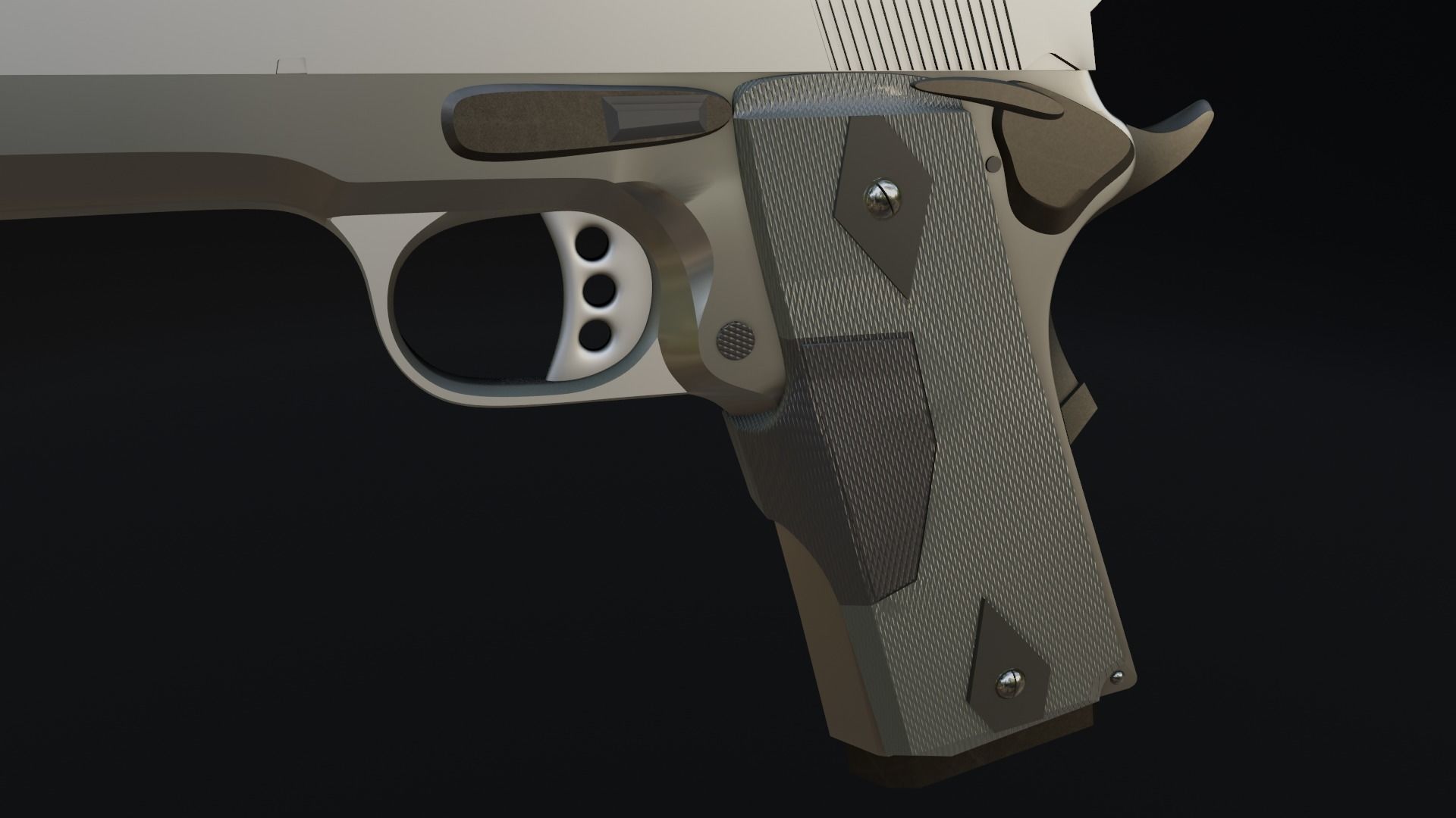 Lowpoly Handgun Model pistol Low-poly 3D model_11