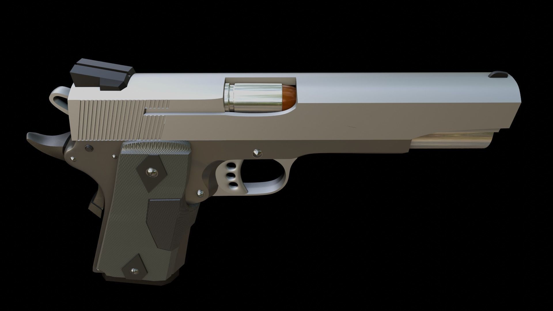 Lowpoly Handgun Model pistol Low-poly 3D model_1