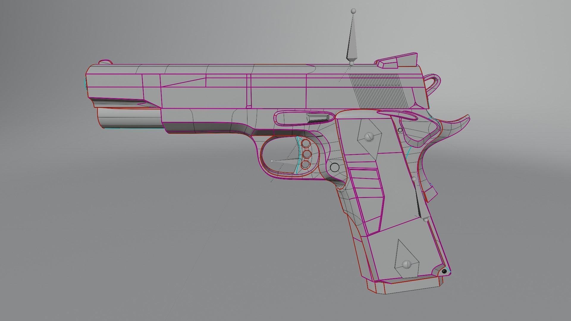 Lowpoly Handgun Model pistol Low-poly 3D model_22