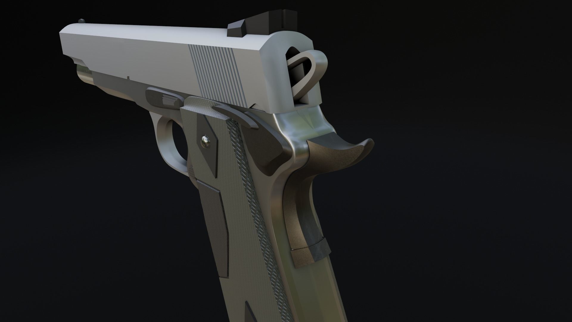 Lowpoly Handgun Model pistol Low-poly 3D model_12