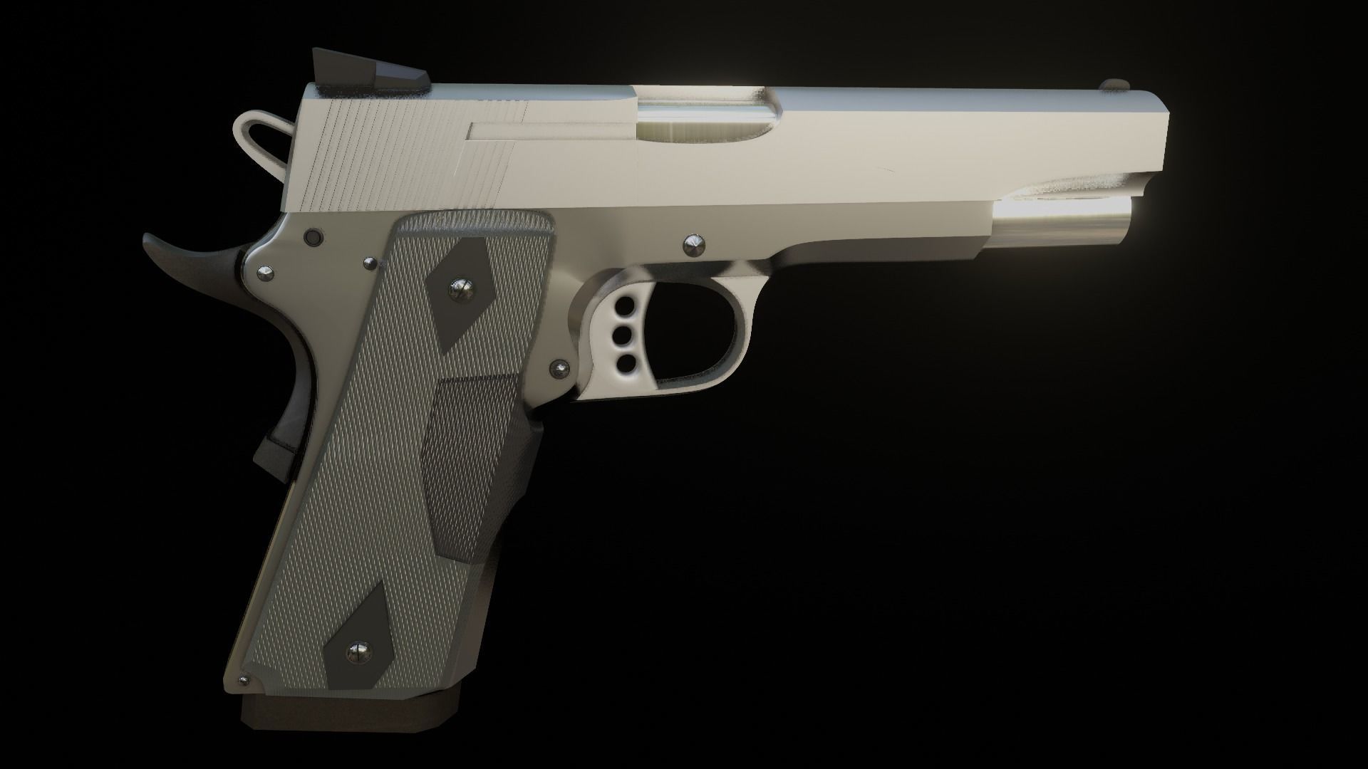 Lowpoly Handgun Model pistol Low-poly 3D model_5